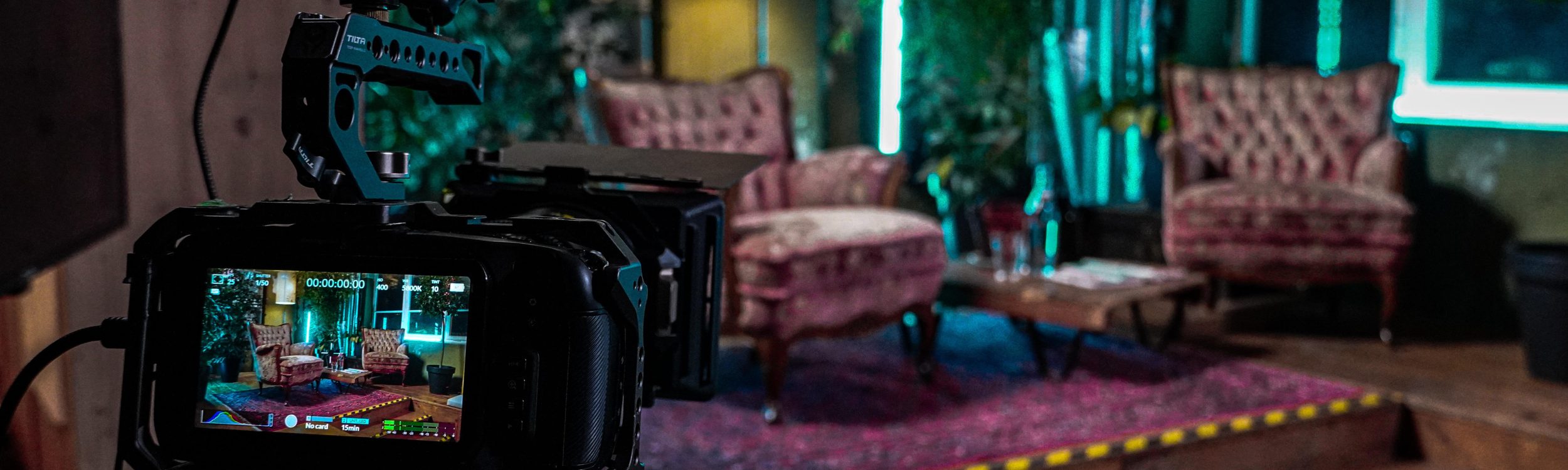 A camera ready to begin live streaming